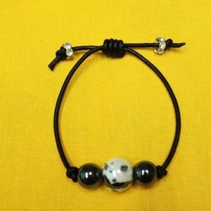 Black Leather Adjustable Bracelet
